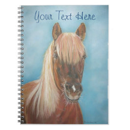 equine bild of chestnut blonde mane horse anteckningsbok med spiral