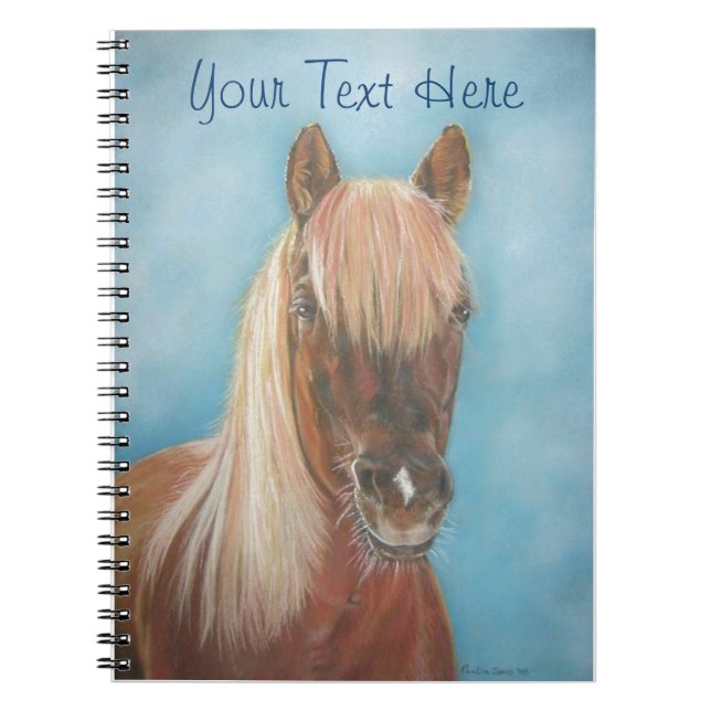 equine bild of chestnut blonde mane horse anteckningsbok med spiral (Framsidan)