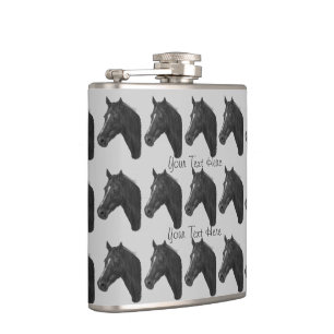Equine design för kastanjebrunt marehästporträt fickplunta