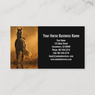 Equine Horse Boarding Lessons Vet Business Visitkort