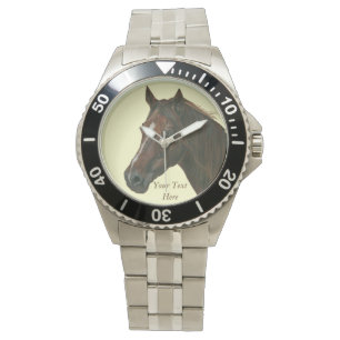 equine porträtt av den kastanjebruna armbandsur