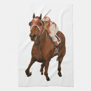 Equine Thoroughborn Wins Horse Tävling Kökshandduk