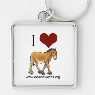Equine uttrycker mig älskar Gulliver vit Keychain Fyrkantig Silverfärgad Nyckelring