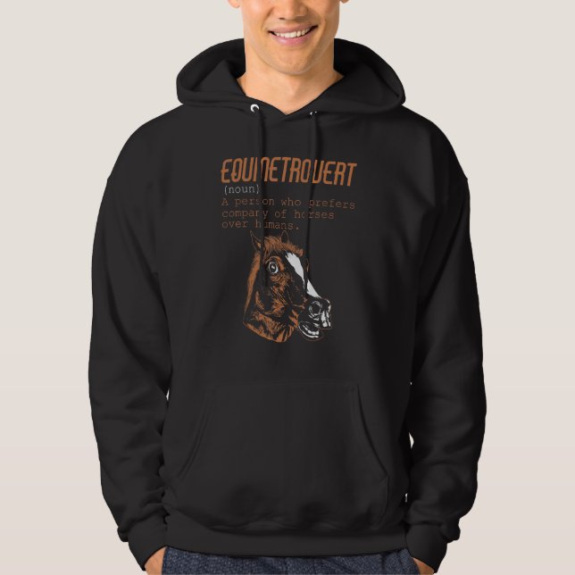 Equinetrovert Definition Equestrian Horse 2 Hoodie (Framsida)
