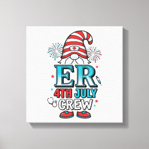 ER 4 juli Crew Patriotisk Gnome T-Shirt Design_1 Canvastryck