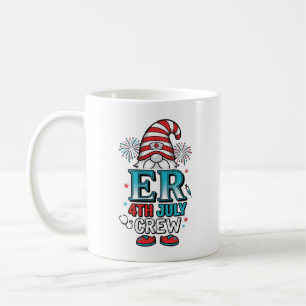ER 4 juli Crew Patriotisk Gnome T-Shirt Design_1 Kaffemugg