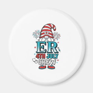 ER 4 juli Crew Patriotisk Gnome T-Shirt Design_1 Magnet