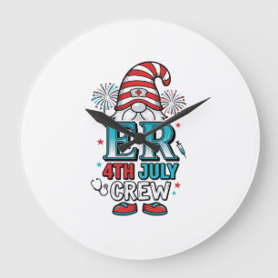 ER 4 juli Crew Patriotisk Gnome T-Shirt Design_1 Stor Klocka