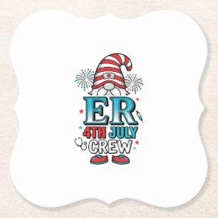 ER 4 juli Crew Patriotisk Gnome T-Shirt Design_1 Underlägg Papper