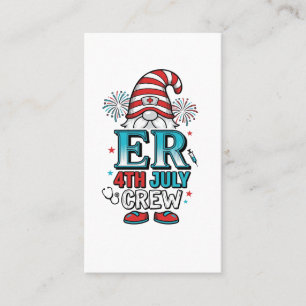 ER 4 juli Crew Patriotisk Gnome T-Shirt Design_1 Visitkort