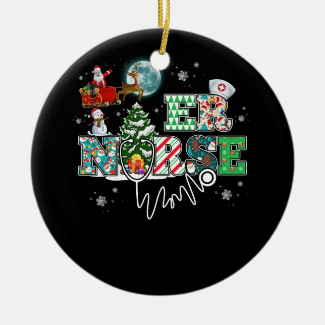 ER Akut Room Nurse Stethoscope jul Julgransprydnad Keramik (Framsidan)