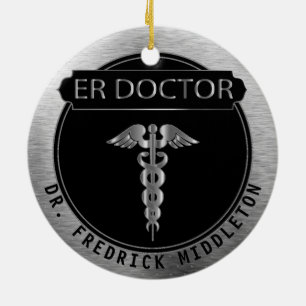 ER Doktor 👨 ⚕️ - UpScale Black och Silver Julgransprydnad Keramik