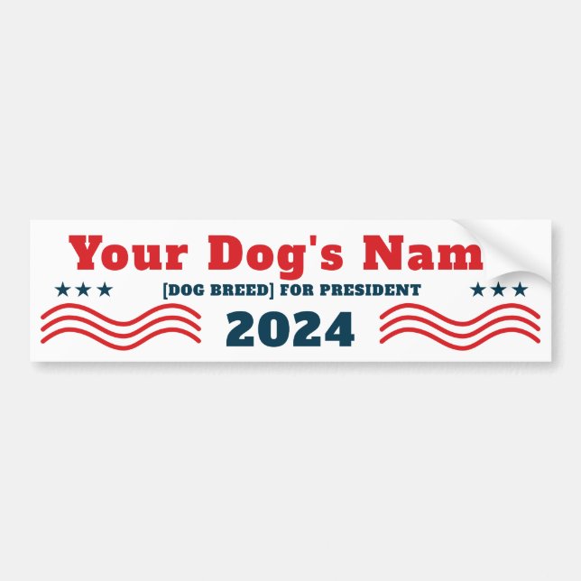 Er Hund till president 2024 Funny Patriotic Bildekal (Framsidan)