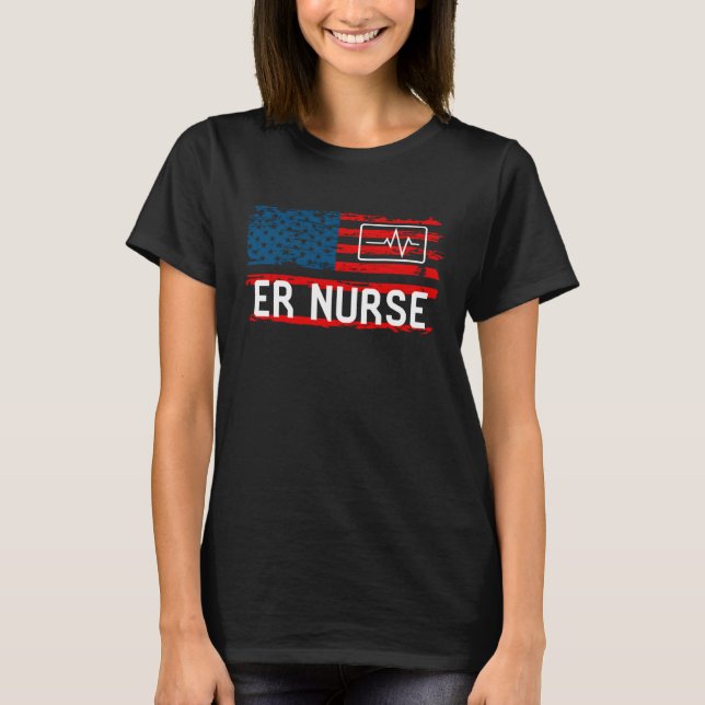 ER Nurse American Flag Hospital RN Staff Appreciat T Shirt (Framsida)