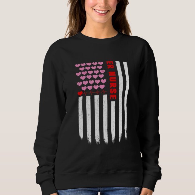 Er Nurse American Flagga Heart T Shirt (Framsida)