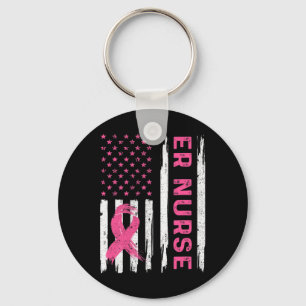 ER Nurse American Flagga Nurse Breast Cancer Aware Nyckelring