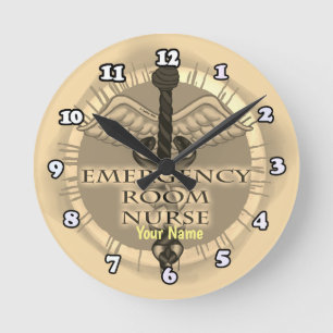 ER Nurse Caduceus Rund Klocka