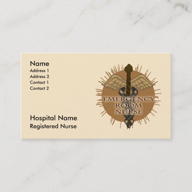 ER Nurse Caduceus Tidsbeställning Kort (Framsida)