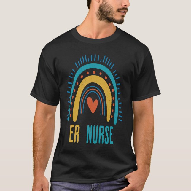 ER Nurse Nursing Rainbow Emergency Room Nurse Heal T Shirt (Framsida)
