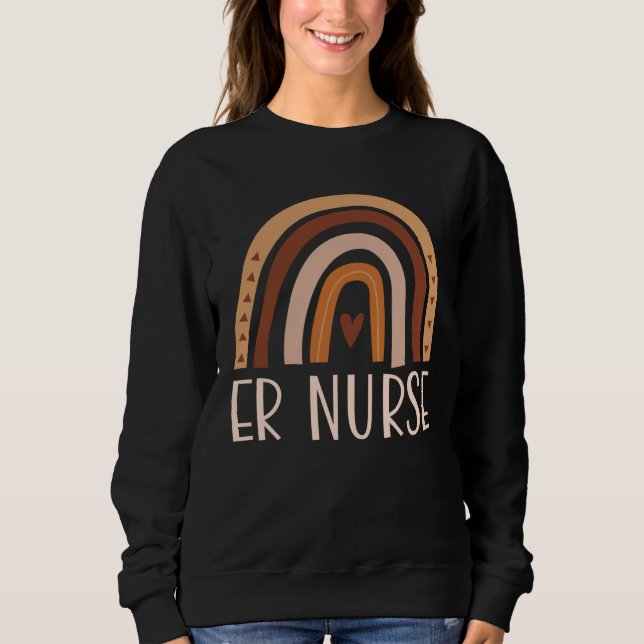 ER Nurse Nursing School Trendy Bohemian Rainbow Bo T Shirt (Framsida)