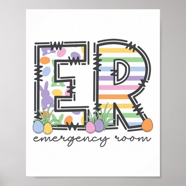 Er Nurse Påskhare Akut Room Nurse Påsk Poster (Framsidan)