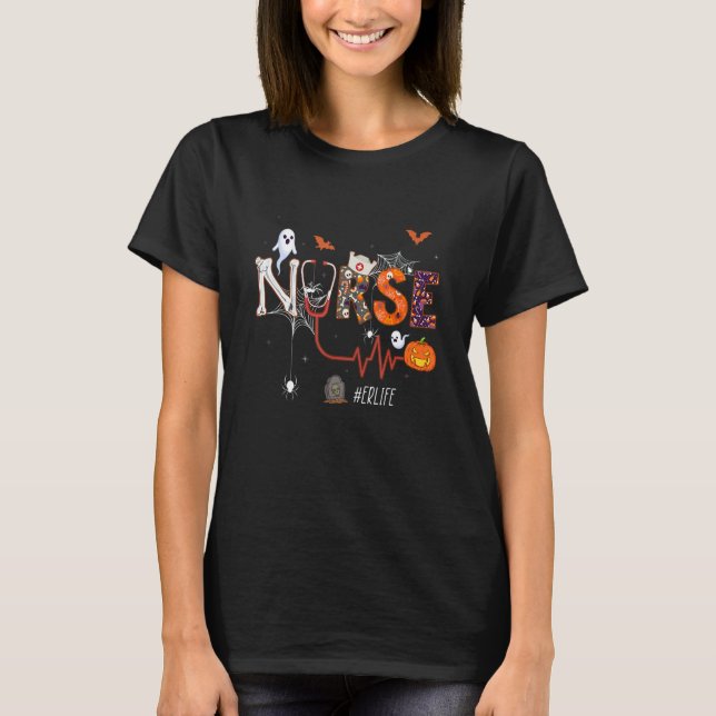 Er Nurse Pumpkin Halloween Akut Room Nursing T Shirt (Framsida)