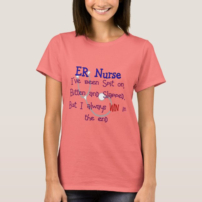 ER Nurse ’SPIT ON BITTEN and SLAPPED’ Tee Shirt (Framsida)