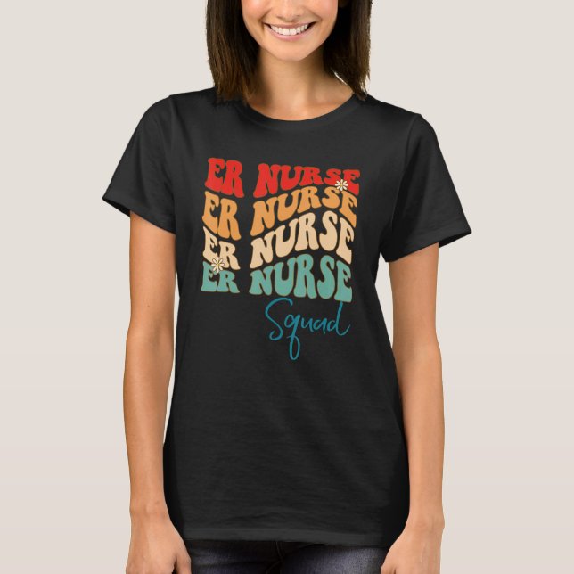 ER nurse squad ED RN Retro groovy Emergency Nurse  T Shirt (Framsida)