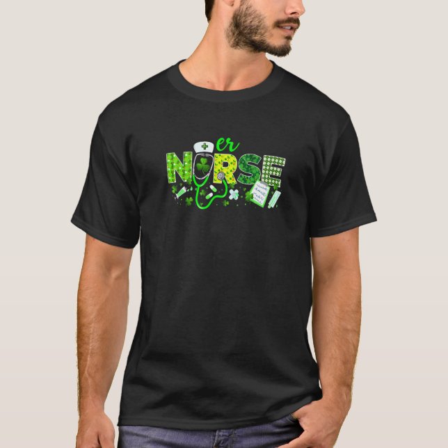 Er Nurse St patricks day Kärlek Stethoscope Rn Nur T Shirt (Framsida)