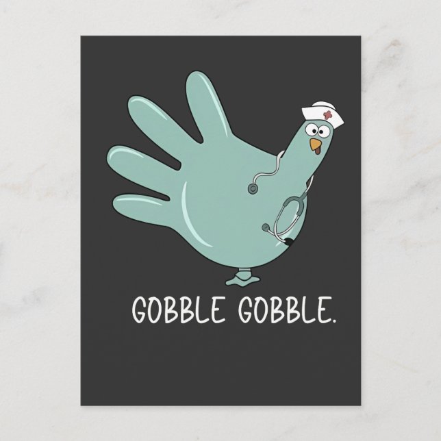 ER Nurse Turkey Gobble Squad ER Nurse Thanksgiving Inbjudan Vykort (Framsida)