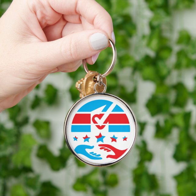 Er röst är er röst rund silverfärgad nyckelring (Hand)