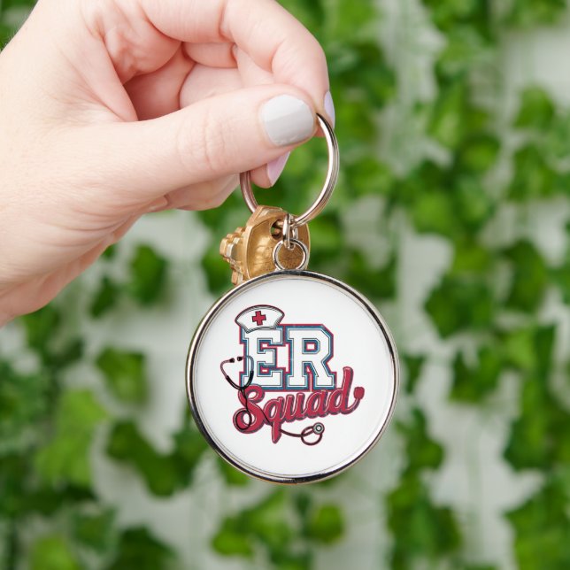ER Squad T-Shirt – Emergency Room Team Apparel Rund Silverfärgad Nyckelring (Hand)