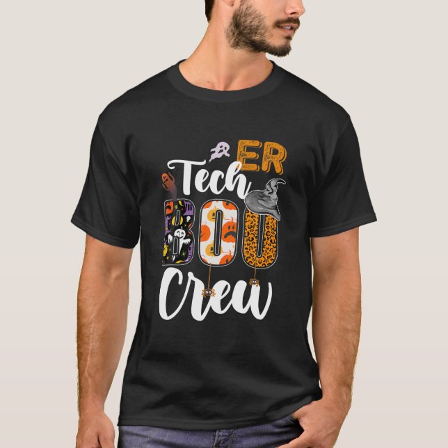 ER Tech Boo Crew Technician Nurse Halloween Matchi T Shirt (Framsida)