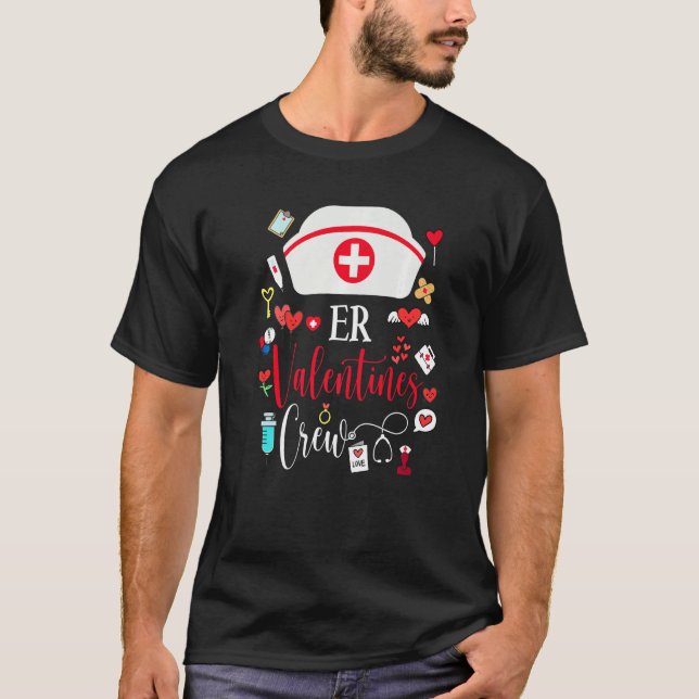 ER Valentines Nurse Crew Family Group Nursing Vale T Shirt (Framsida)