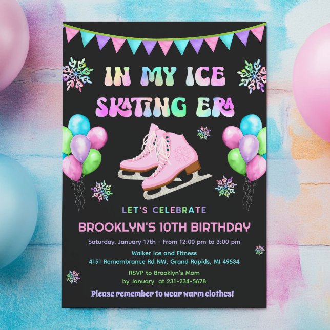 Eras Ice Skating Birthday Invitation Inbjudningar (Eras Ice Skating Birthday Invitation)