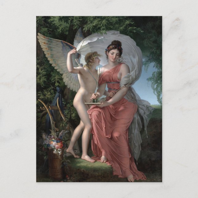 Erato Muse av lyrisk poesi av Charles Meynier Vykort (Framsida)