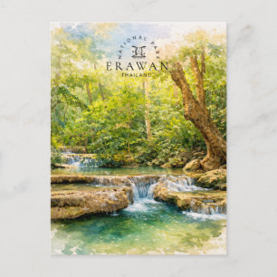 Erawan National Park Thailand Vattenfall Helg Vykort