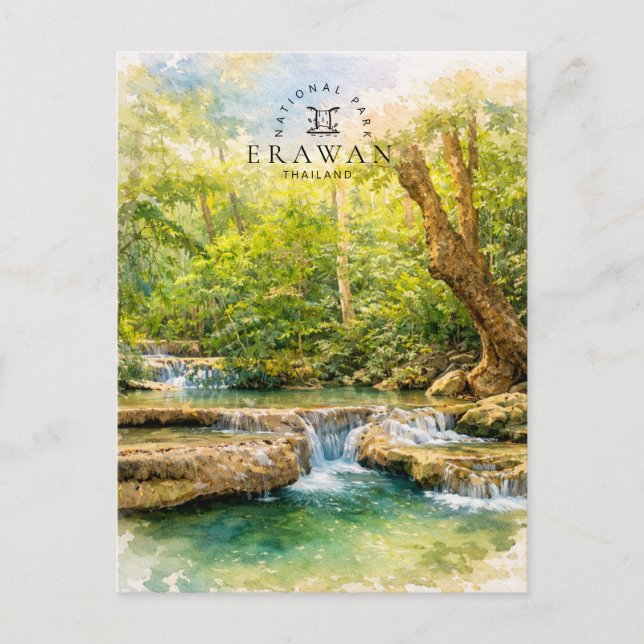 Erawan National Park Thailand | Vattenfall Helg Vykort (Framsida)