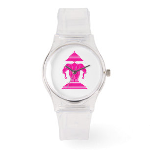 Erawan Rosa Three Headed Elephant Lao / Laos Flagg Armbandsur
