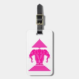 Erawan Rosa Three Headed Elephant Lao / Laos Flagg Bagagebricka