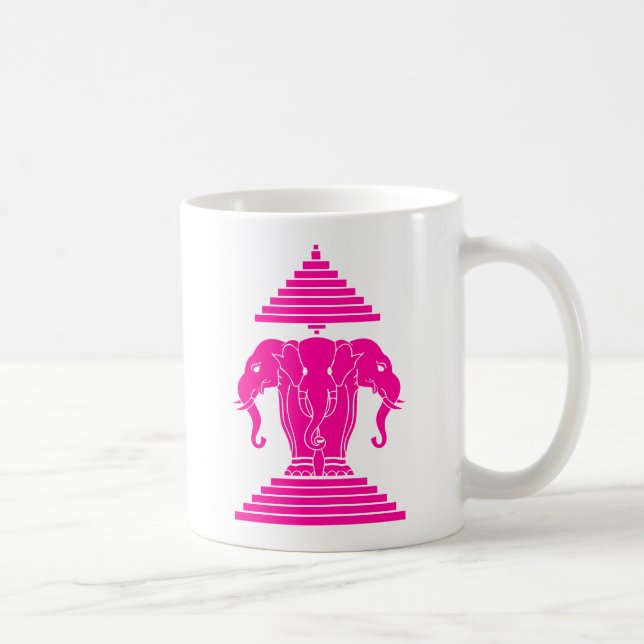 Erawan Rosa Three Headed Elephant Lao / Laos Flagg Kaffemugg (Höger)