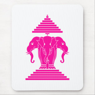 Erawan Rosa Three Headed Elephant Lao / Laos Flagg Musmatta