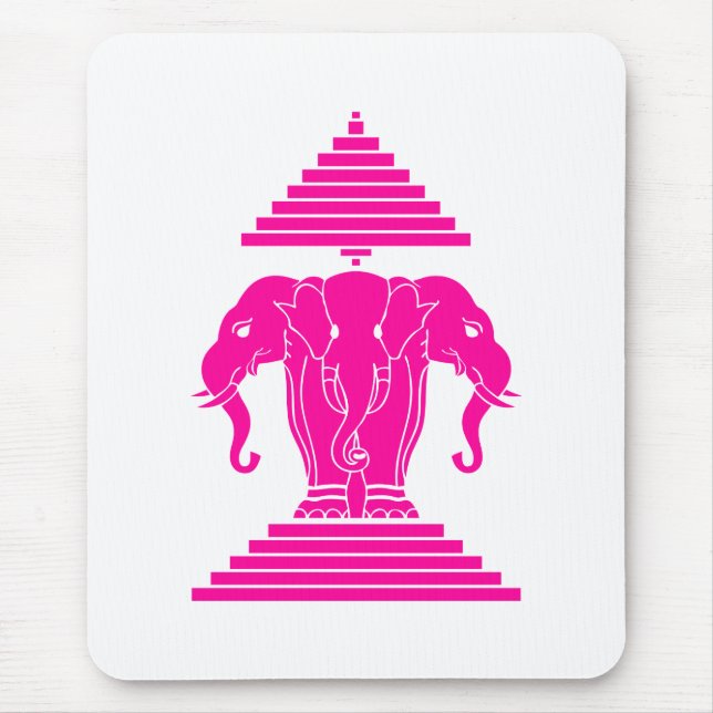 Erawan Rosa Three Headed Elephant Lao / Laos Flagg Musmatta (Framsidan)