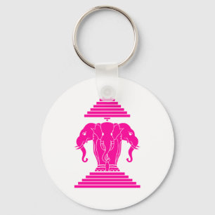 Erawan Rosa Three Headed Elephant Lao / Laos Flagg Nyckelring