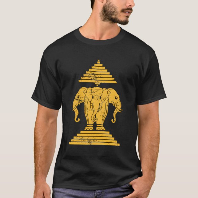 Erawan Sabaidi Hälsning 3 Headed Elephant Kingdom T Shirt (Framsida)