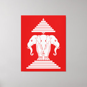 Erawan Three Heawn Elephant Lao/Laos Flagga Canvastryck
