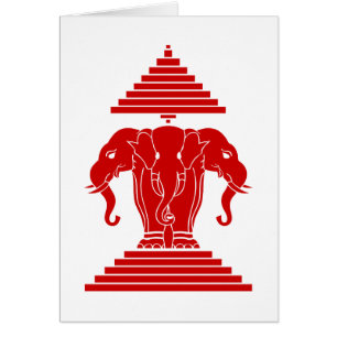 Erawan Three Heawn Elephant Lao/Laos Flagga Hälsningskort