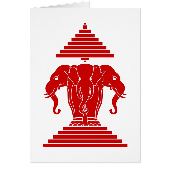 Erawan Three Heawn Elephant Lao/Laos Flagga Hälsningskort (Framsidan)