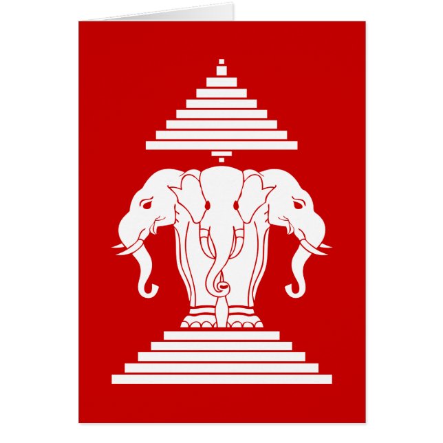 Erawan Three Heawn Elephant Lao/Laos Flagga Hälsningskort (Framsidan)