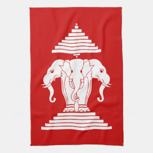 Erawan Three Heawn Elephant Lao/Laos Flagga Kökshandduk
